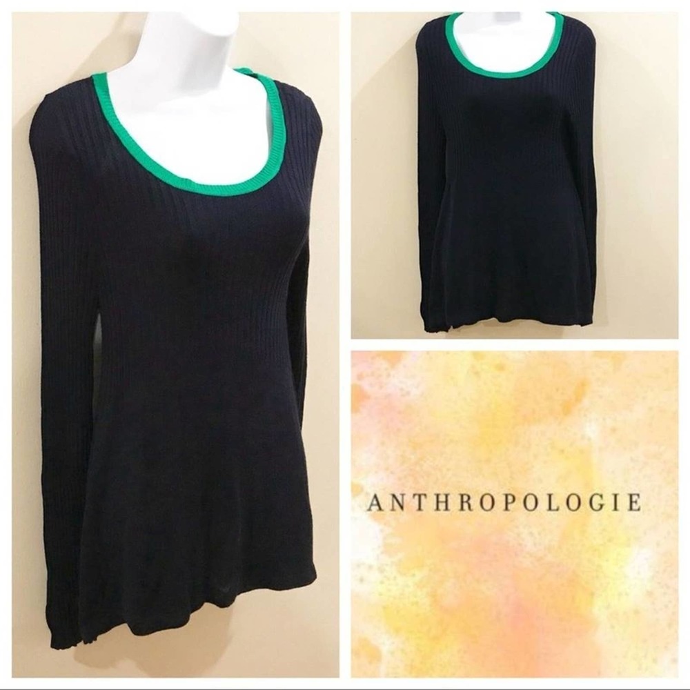 Anthropologie MOTH Scoop Neck Ribbed Sweater S